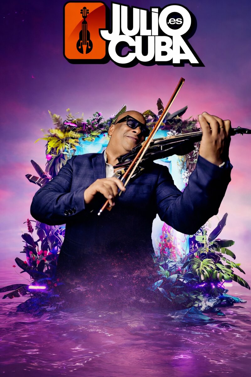 Julio Cuba artistic promotional poster with tropical elements